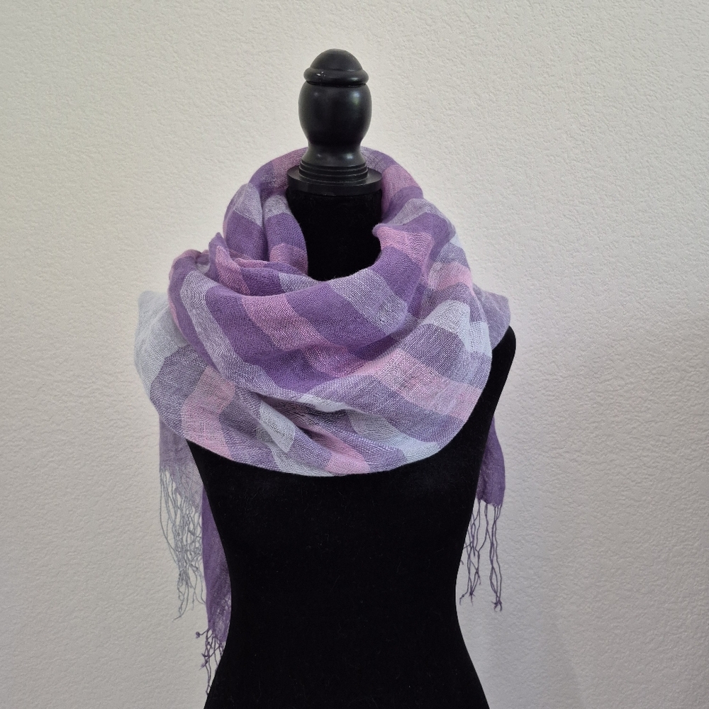 Purple and Pink Checkered Scarf